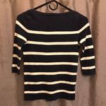 Loft Knitted Blue & Gray Striped Top Photo 2