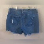 EXPRESS Boyfriend Midi MidRise Denim Shorts Button Fly Sz 8 Raw Hem Distress Photo 13