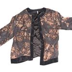 Women's Floral Velvet Jacket Multicolor 3/4 Sleeve Size XL Orange Photo 0