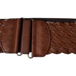 Brown Woven Fashion Statement Accessory Leather Belt Sz M/L Photo 6