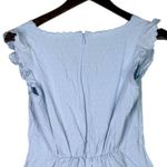 J.Crew Swiss Dot Peplum Ruffled Cap Sleeve Blouse V Neck Back Zip Up 0 Blue Photo 5