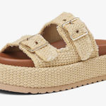 NEW Raffia Platform Sandals Comfortable Buckle Straps Espadrilles Slides Shoes 8 Tan Photo 0