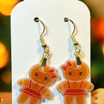 Handmade Gingerbread Girl Christmas Dangle Pierced Earrings New Gift Photo 0