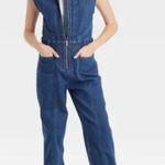 Universal Threads Universal Thread Tailored Blue Dark Wash Denim Sleeveless Jumpsuit Sz 10 Photo 0