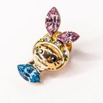 Sparkly Easter Rabbit Chest pin‎ brooch, color: Pink, blue and gold. Photo 2