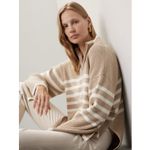 Rails  Sweater Tessa 1/4 Zip Striped Rib Knit Wool Blend Cream Neutral Size M Photo 1