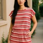 CAbi NWT   Leisure Playsuit #6220  Haute Red White Striped Medium Photo 0