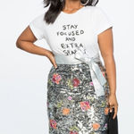 Eloquii  Sequined Floral Embroidered Knee-Length Pencil Skirt W2018 Plus Sz 16 Photo 0