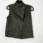 Vince 100% Leather Olive Green Moto Military Vest Size XS Photo 2