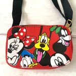 Disney  Mickey Mouse Crossbody Bag Purse Red Zipper Close Adj Strap 6x4in NEW Photo 1