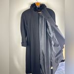 Vintage Donnybrook 100% Wool Women's 4 Black Trench Coat Genuine Rabbit Fur Hood Photo 10