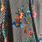 One Clothing Revolve UO Black White Stripe Floral Hummingbird 3/4-Slv Tie-Front Wrap Top EUC S Photo 7