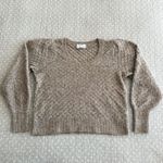 Old Navy  Pointelle Knit Wool Blend Pullover Long Sleeve Sweater Beige Size L Photo 4
