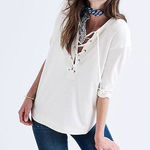 Madewell Women's Libra Beige Lace-Up Tunic Tee - S EUC Photo 0