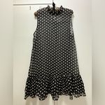 Lulus  Dress XL Black White Chiffon Embroidered Floral Sheer High Neck Photo 1