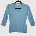 Allude Womens Sweater Blue Crewneck Cashmere Knit 3/4 Sleeve Pullover Jumper XS Photo 0