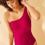 Shade & Shore Women's Rosette One Shoulder Medium Coverage Tummy Control One Piece Swimsuit -  Pink Photo 2