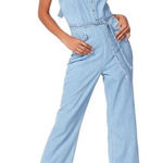 Anthropologie Paige Celia Braided Detail Denim Crop Jumpsuit in Santa Monica NWT Photo 0