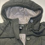Forever 21 Black Quilted Coat with Striped Lining Photo 8