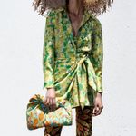 ZARA  Satin Effect Long Sleeve Wrap Dress Photo 4