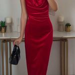 ZARA  dress maxi festive velour red halter party wedding Christmas Photo 12