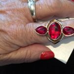 Tahari Interesting New  Red Stone Adjustable Ring Photo 1