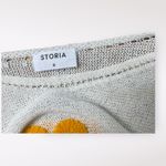 Storia  White Orange Flowers Boho Preppy Open Knit Sweater‎ Size S Photo 1