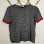 ZARA  Striped Jacquard Shirt Small Black Red Photo 3