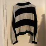 Glam  Black Tan Loose Weave Striped Sweater Size Small Loose Boxy Fit Photo 4