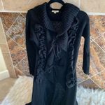Women’s Beautiful Lagenlook Fitted Knitted Ruffle Duster Size S/M Black Size M Photo 1