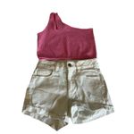 American Eagle Super Stretch High-Rise Shortie Shorts Womens Sz 0 White Photo 1