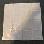 Antique Soft Cotton Floral Embroidered Handkerchief Pink White Photo 1