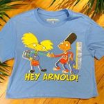 Nickelodeon NWT Hey Arnold! Azure Blue Graphic Baby Tee Cropped T-shirt - Small Photo 0