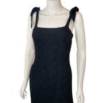 Lulus Black Chunky Knit Crochet Midi Dress Shoulder Tie Size Small Photo 2