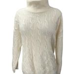 Trenery Merino Wool Cashmere Cream Cable Knit Turtleneck Pullover Sweater Top L Size L Photo 0
