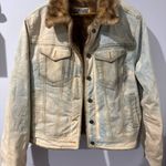 Marvin Richards VINTAGE  Jacket Medium‎ Denim Faux Fur Lined Coat Distressed Photo 0