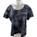 Pact Women's Black Tie Dye Scoop Neck Short Sleeve T Shirt Tee Top Size XL Photo 0