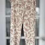 Sag Harbor Women's Size 14 Cream & Tan Floral Casual Straight Leg Pants Cottage Photo 1