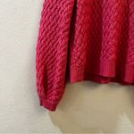 Nation Ltd Textured Balloon Sleeve Crewneck Pullover Sweater Size Small Pink Photo 3