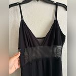 Romwe 🆕 Black Contrast Mesh Lace Up Front Split Thigh Cami Dress L🆕 Photo 6