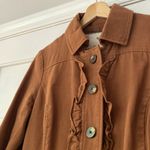 Anthropologie Tabitha Theodora Burnt Orange Rust Jacket Ruffle Military Size 4 Photo 2