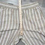 Banana Republic Striped Linen Blend Wide Leg Crop Pants Tan White Large Photo 10