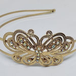 None Gold Colored Rhinestone Butterfly Headband Photo 0