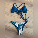 Zaful NWT  Teal Feather Bikini Size Medium Photo 0