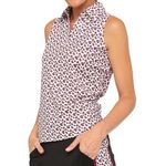 NWT Belyn Key Cutaway Sleeveless Golf Polo Tank Stem Floral White Pink Small Photo 10