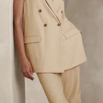 Banana Republic NEW! Tan Beige Double Breasted Sleeveless Blazer Vest Size 6 Photo 0