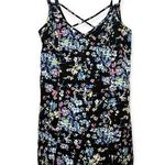 Forever 21 Women’s Black Floral Print Sleeveless Tunic Top Mini Dress Size Small Photo 1