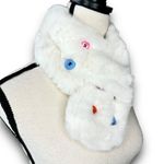 Halara NEW Womens White Faux Fur Button Scarf Winter Warm Snuggly One Size Photo 2