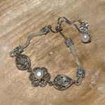 Sterling Silver DGS Turkey Filigree Floral White Pearl 925  Adjustable Bracelet Photo 1