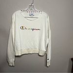Champion Floral Multi Color Spell out Butter Yellow Athletic Sweater Photo 2